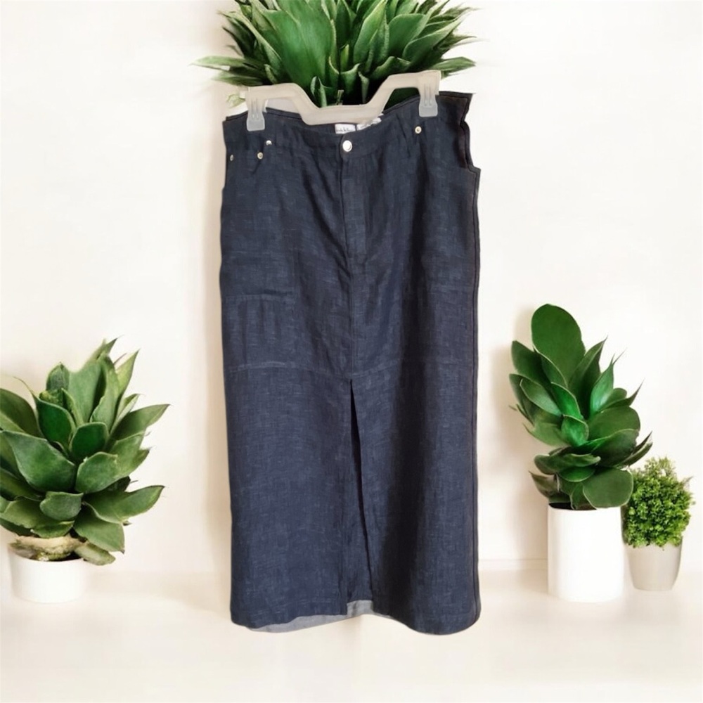Nicole Miller 100% Linen Maxi Skirt Size L